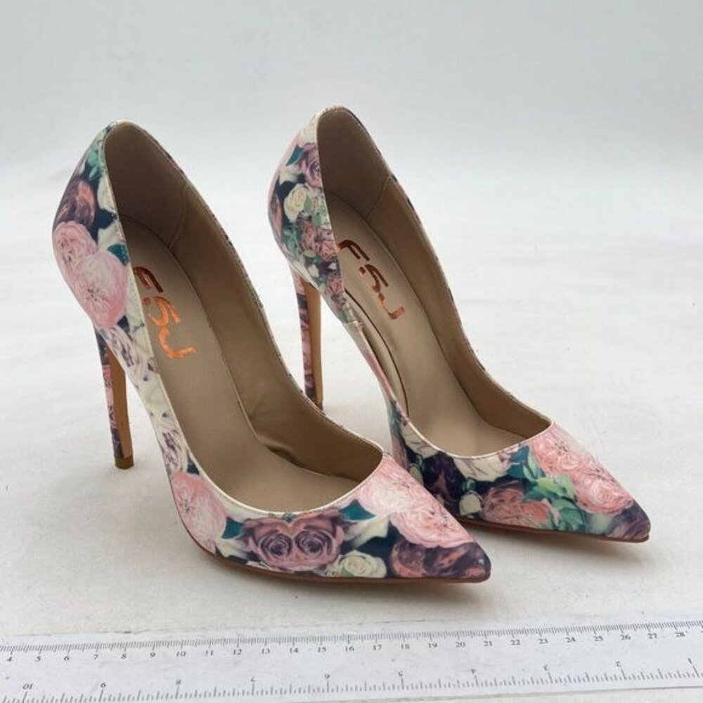 FSJ Women Fashion High Heel Pump Stilettos Pointy Toe Evening Party Dress Print